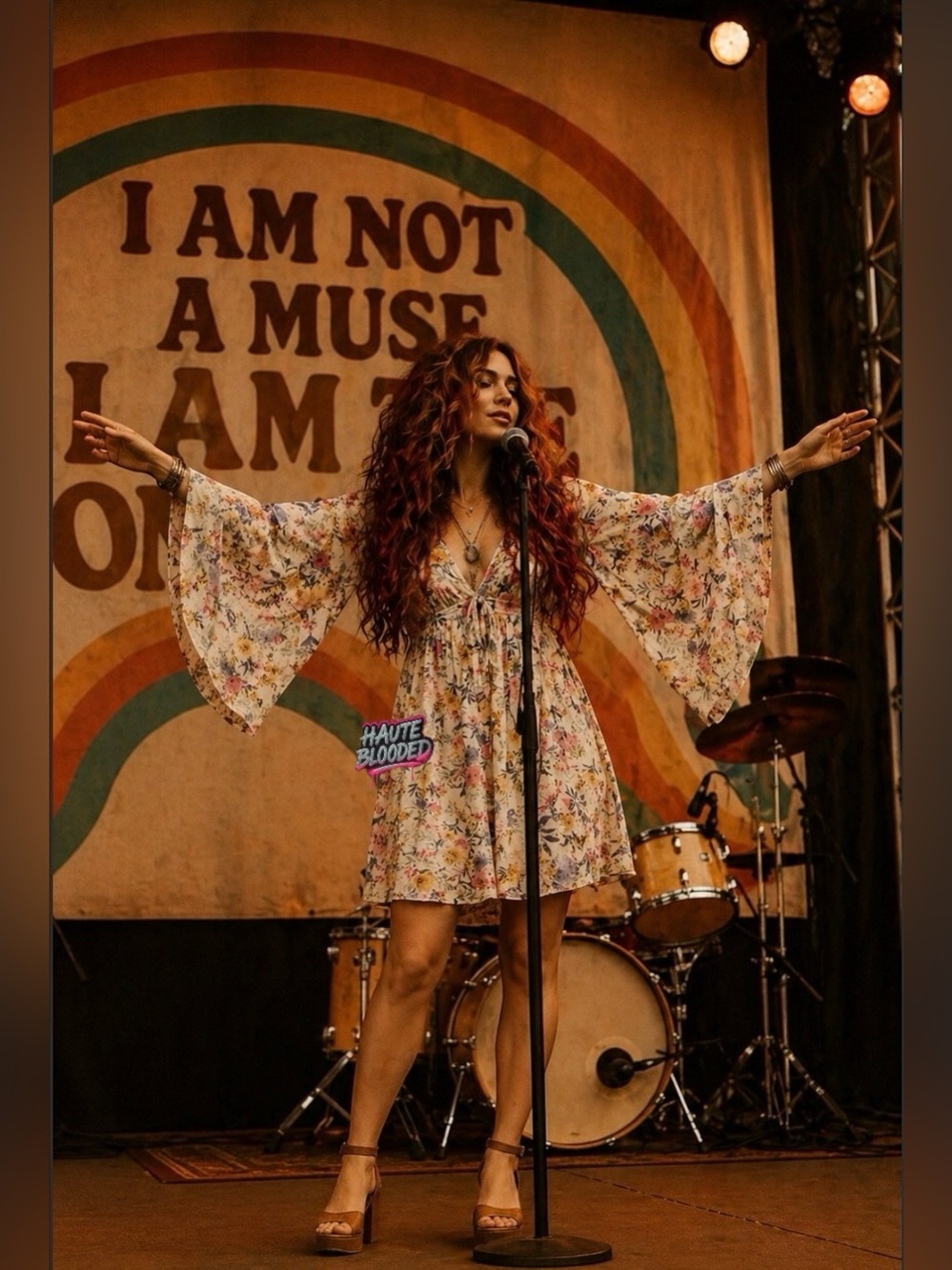 Umgee Dress Boho Bell Sleeves Wildflower Cottagecore Stevie Nicks Fairy Crochet